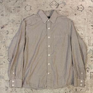 NOBO Men's Brown and White Striped Button-Down Shirt